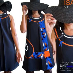 Robe graphique wax bleu orange