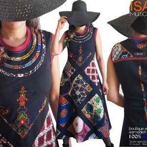 Robe wax patchwork longue multicolore