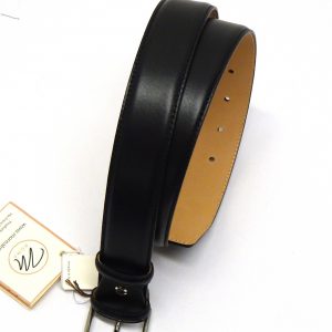 Ceinture Cuir Noir Mat Homme – Ajustable – Fabriquée en Italie
