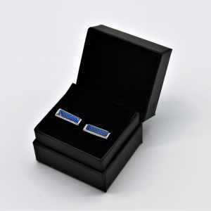 Boutons de Manchette Acier Émail Bleu Clair – Élégance Italienne