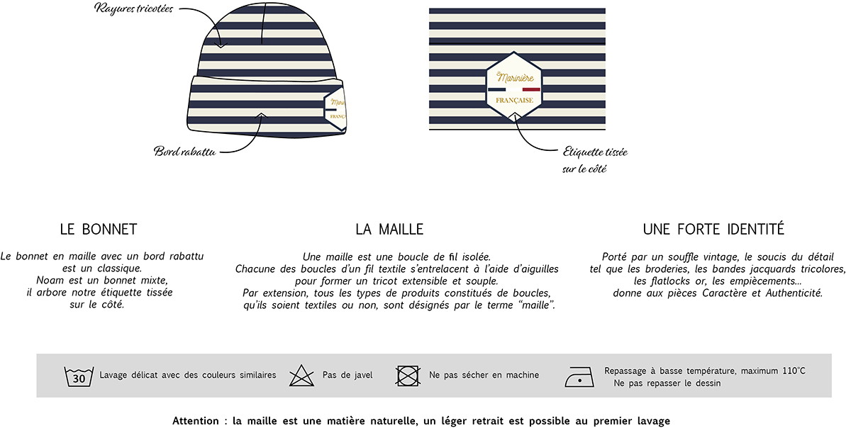 Bonnet mixte NOAM Marine ou Marine-Écru – Chaud et stylé – Image 7