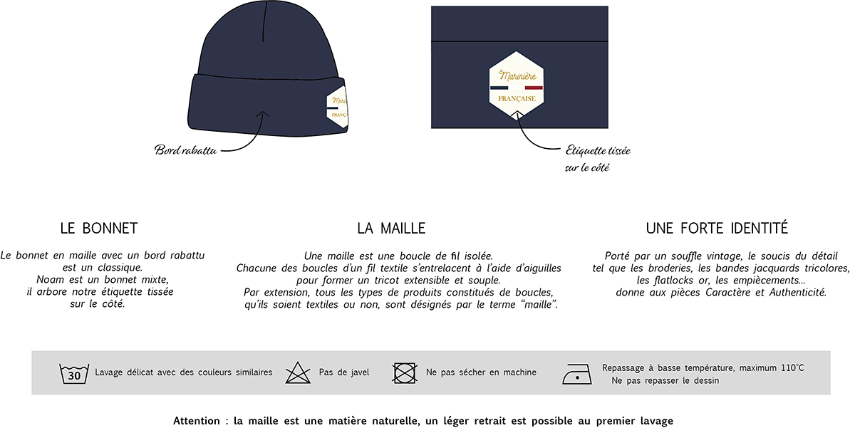 Bonnet mixte NOAM Marine ou Marine-Écru – Chaud et stylé – Image 8