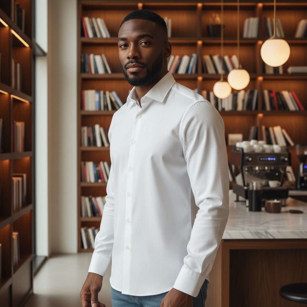 Chemise Blanche Homme Slim (924L) – Repassage Facile – Élégance Italienne – Image 3