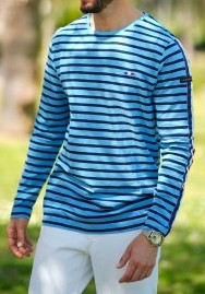 Marinière ARMAND homme – Coton flammé teint plongé – La Marinière Française