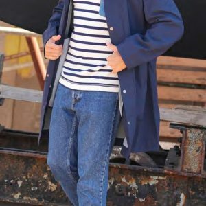 Veste imperméable homme HUBERT marine – Coupe longue, capuche, imperméable & légère