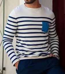 Marinière JEAN homme – Coton 100 %, détail chambray