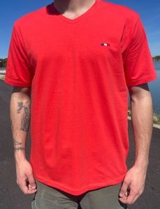 T-shirt JULES col V – Confort en coton, broderie tricolore