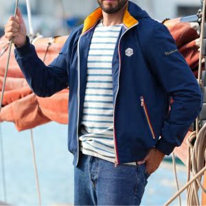 Coupe-vent KARL Bis Marine – Capuche amovible, détails dorés, style français