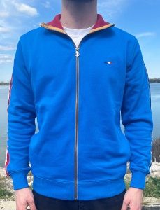 Sweat zippé homme SAUVEUR – 100% coton bleu – La Marinière Française