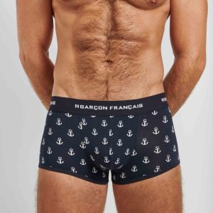 Boxer Long Homme Ancres – Coton Bio – Made in France
