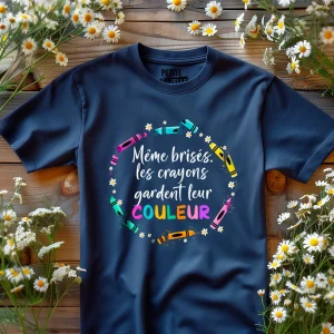 TSHIRT COL ROND | Même brisés, les crayons gardent leur couleur