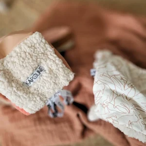 Coffret cadeau bébé doudou, lange et cube d&rsquo;éveil Pêche