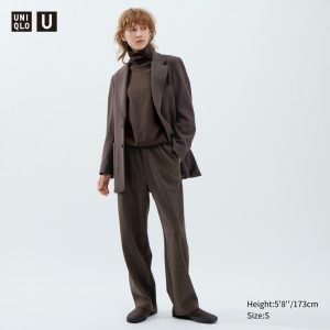 Pantalons Uniqlo Brushed Jersey Femme Marron Foncé X3197428