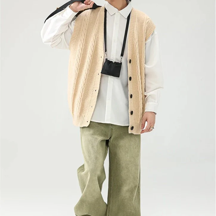 Gilet Beige en Laine Synthétique Homme – Image 3