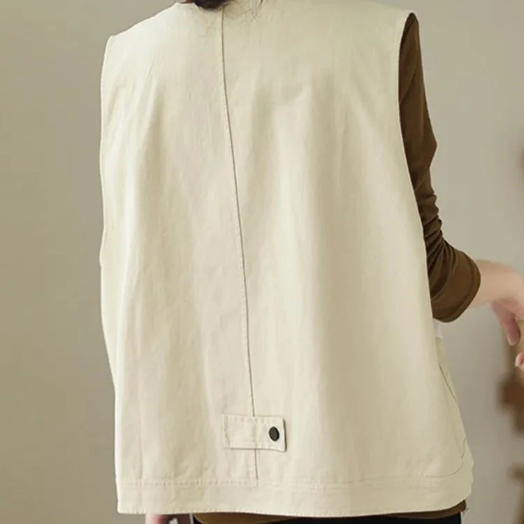 Veste Sans Manches Design Beige – Image 3