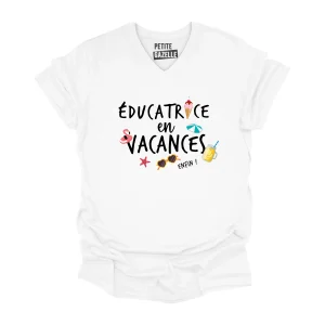 TSHIRT COL en V | Éducatrice en vacances, enfin !