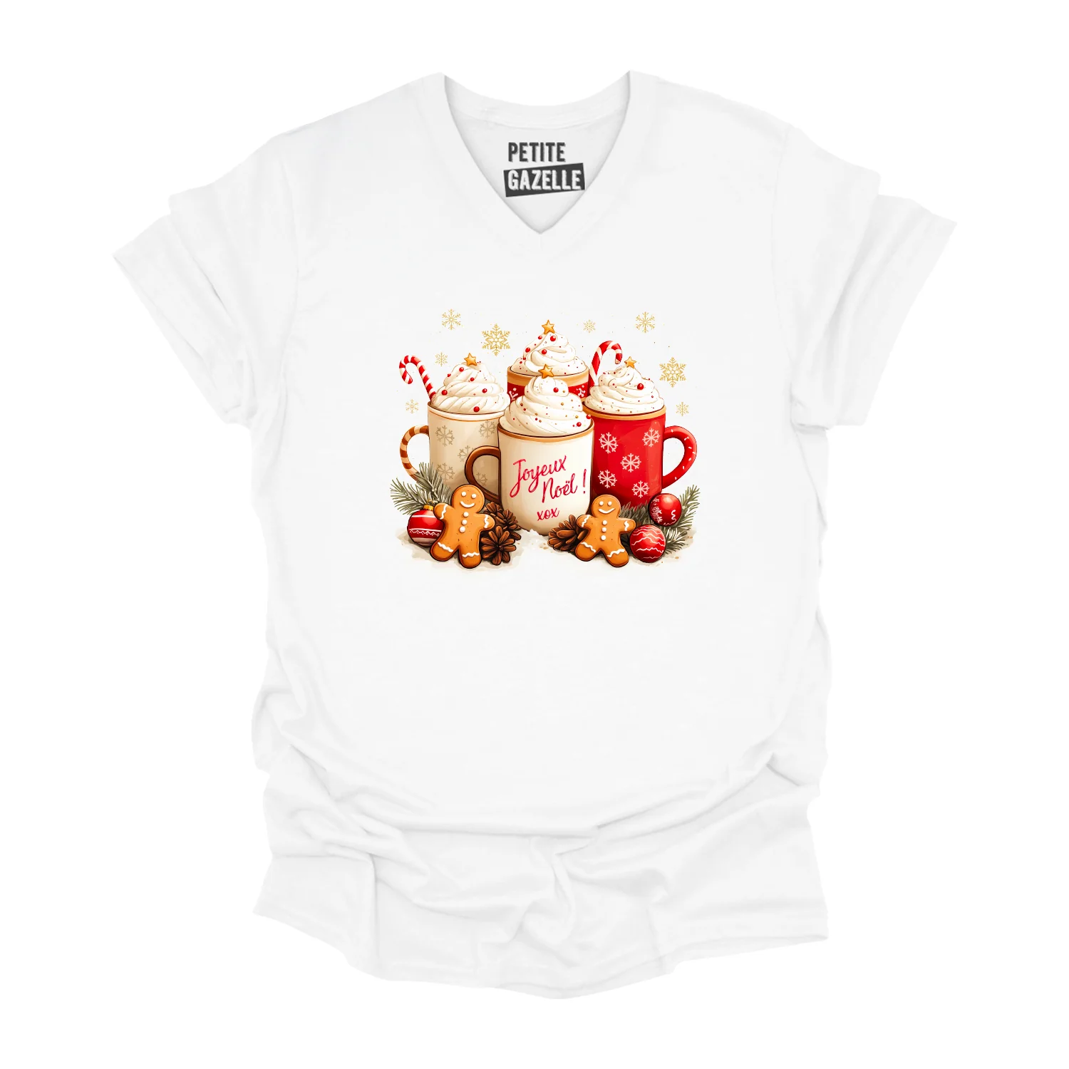 TSHIRT COL en V | Chocolats chauds & Joyeux Noël ! – Image 4