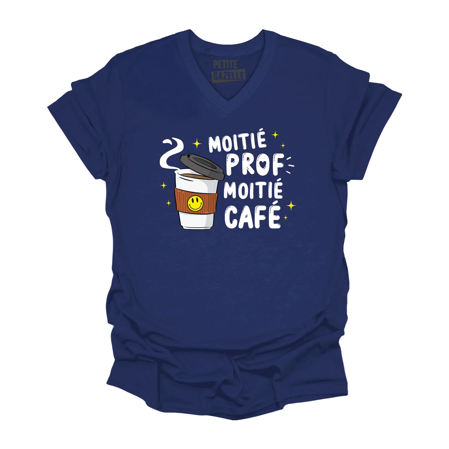 TSHIRT COL en V | Moitié Prof, Moitié Café – Image 2
