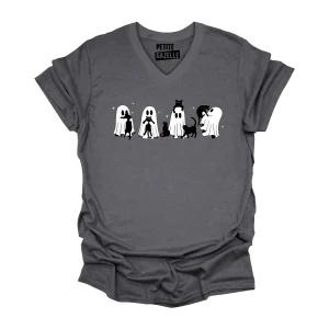 TSHIRT COL en V | Chats & Fantômes