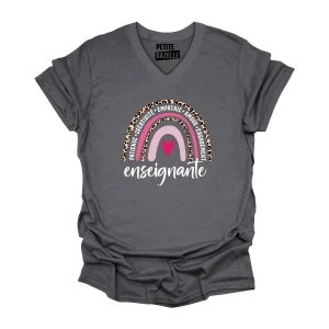 TSHIRT COL en V | Arc-en-ciel Enseignante
