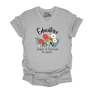 TSHIRT COL en V | Educatrice, Fleurir les esprits