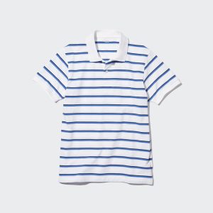 Polo Uniqlo Dry Pique Rayé Homme Blanche Y1345082