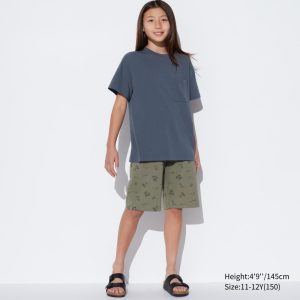 Vêtements d&rsquo;intérieur Uniqlo Airism Coton Blend Beach Print Lounge Set Enfant Grise Foncé E2051476
