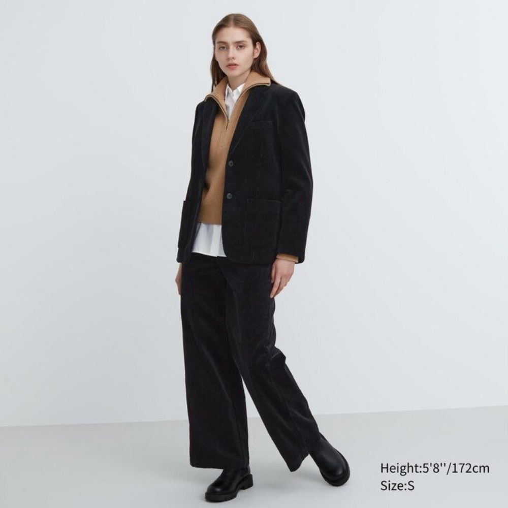 Vestes Uniqlo Corduroy Blazer Femme Marron A5261473 – Image 3
