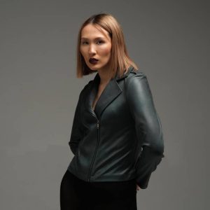 Blouson effet cuir Vert