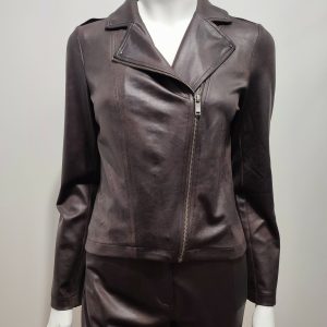 Blouson effet cuir marron