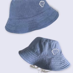 Duo bob femme + enfant bleu coquillage