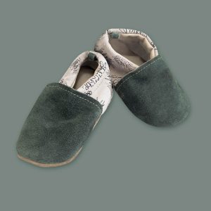 Chaussons bébé en cuir Wood Vieux vert