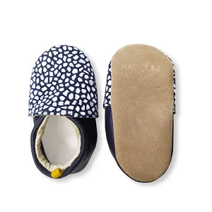 Chaussons bébé en cuir souple Marine