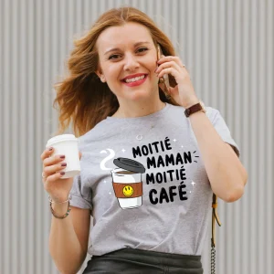 TSHIRT COL ROND | Moitié maman moitié café