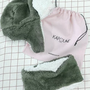Coffret cadeau chapka et snood pour enfant kaki