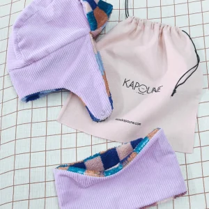 Coffret cadeau chapka et snood pour enfant Lilas