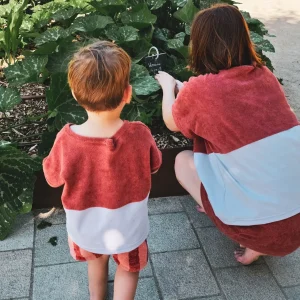 Duo T shirt femme et enfant bicolore brique & lilas