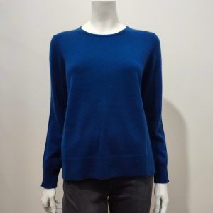 Pull col rond bleu