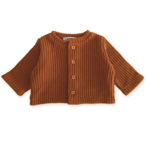 Gilet enfant tricot cognac – seconde main – 3 ans
