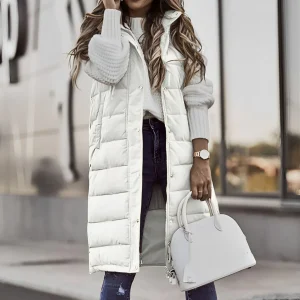 Long Gilet Rembourré Blanc