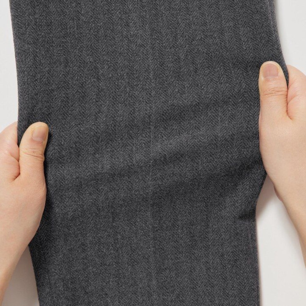 Pantalons Uniqlo Smart Brushed Herringbone Ankle Length Femme Grise Foncé P2984705 – Image 7