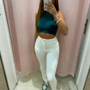 Jean à fentes Blanc A573