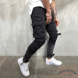 Jean Cargo Homme Streetwear Slim