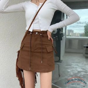 Jupe Cargo Femme Courte Marron