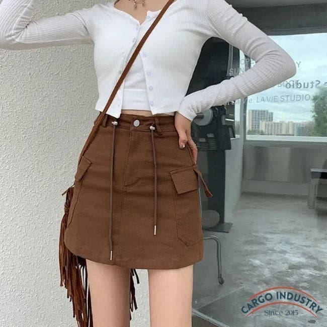 Jupe Cargo Femme Courte Marron