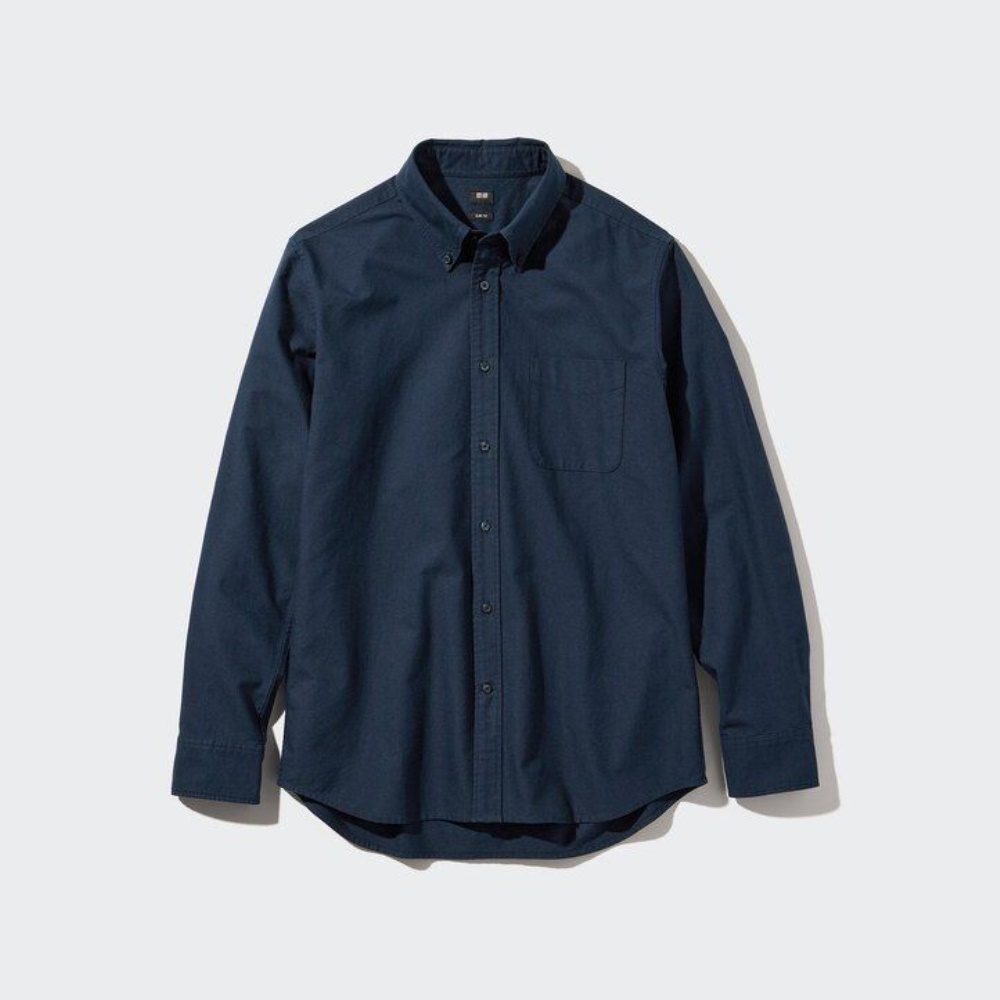 Chemises Uniqlo Coupe Ajustée Oxford Regular Collar Homme Bleu T3548216 – Image 3