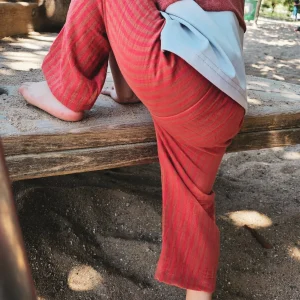 Pantalon pour bébé et enfant rayé coquelicot