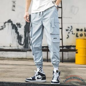 Pantalon Cargo Streetwear Bleu