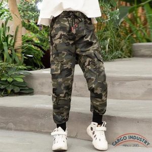 Pantalon Cargo Fille Jogger Camouflage