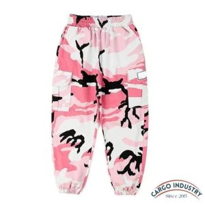 Pantalon Cargo Camouflage Rose